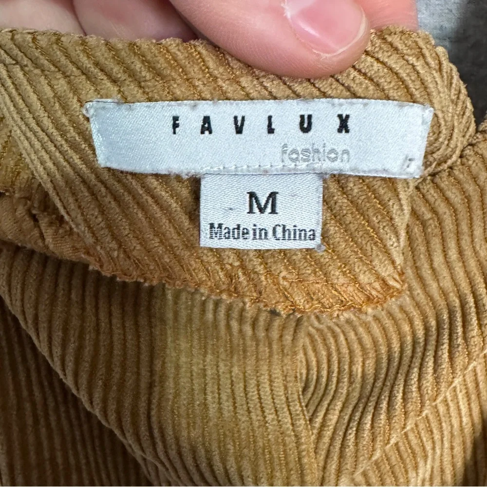 M Corduroy Button-Down Pinafore‎ Dress - Tan 90s Jumper Overall Dress Retro - Picture 9 of 9